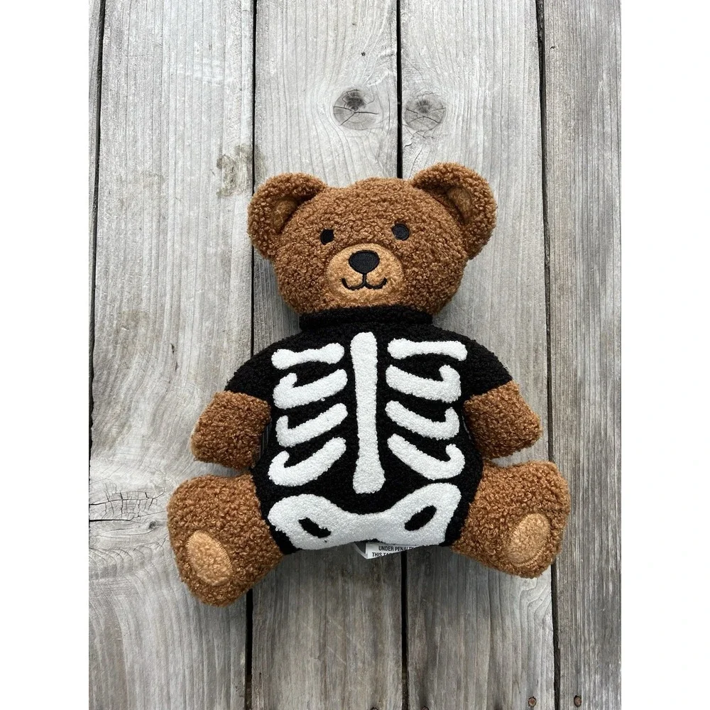 Halloween Teddy Bear Skeleton Plush Pillow Decoration Spooky Cute New